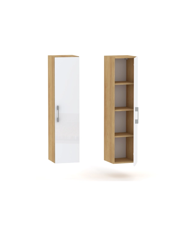 Słupek lazienkowy wiszący LUNA 1D 30 cm Hikora  z białymi drzwiami mat/połysk